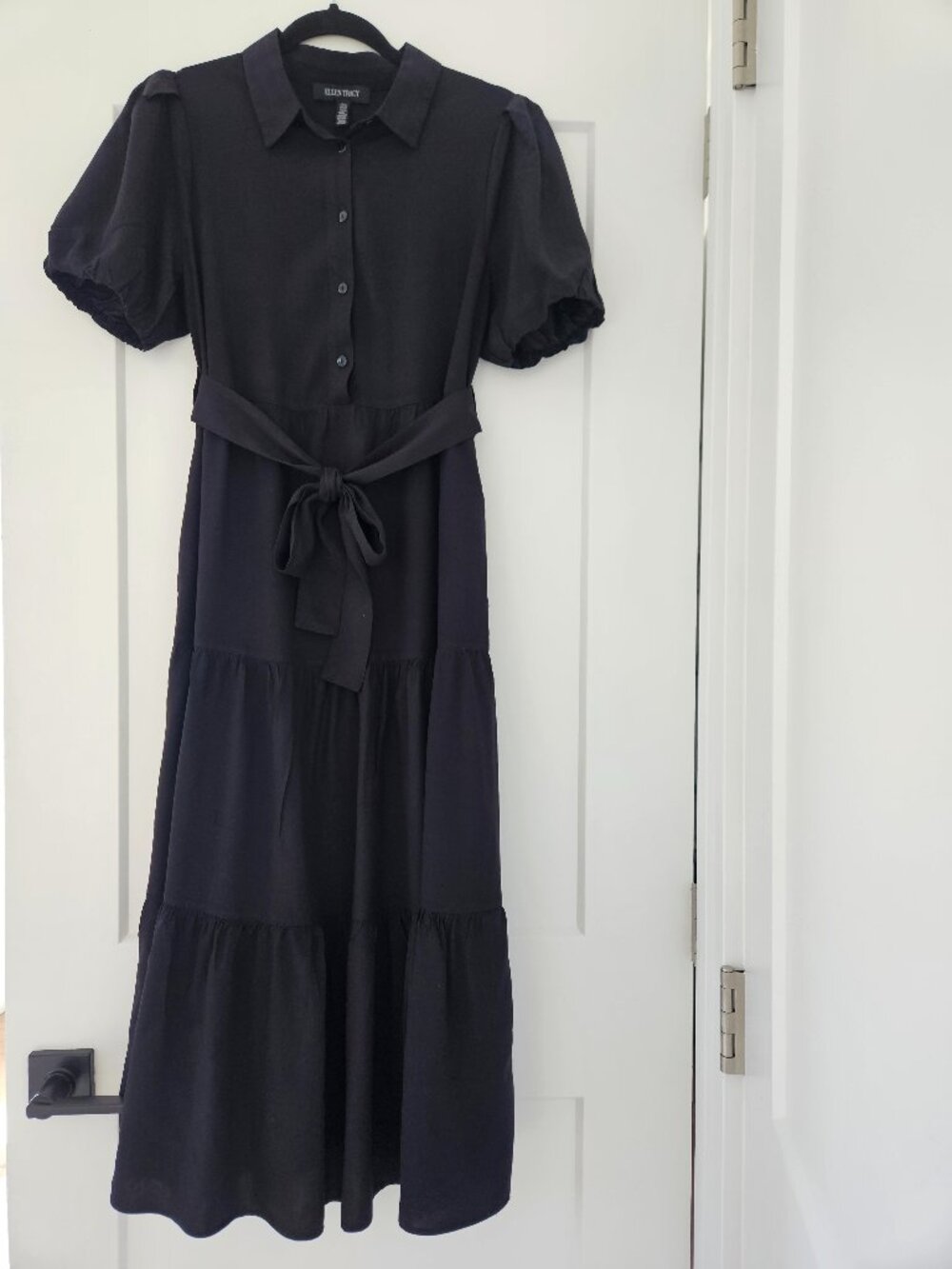 Black maxi dress puff sleeve